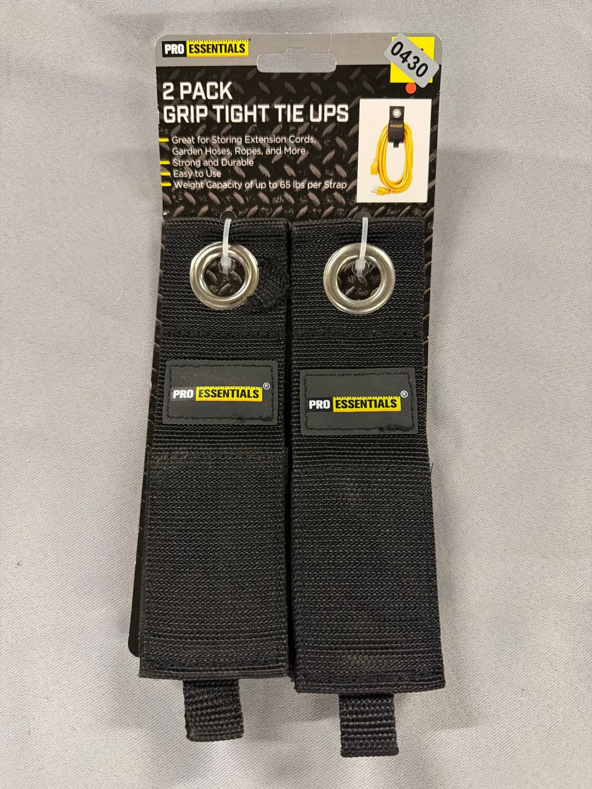 Pro Essentials Grip Tight Tie Ups, Black, 2 pk