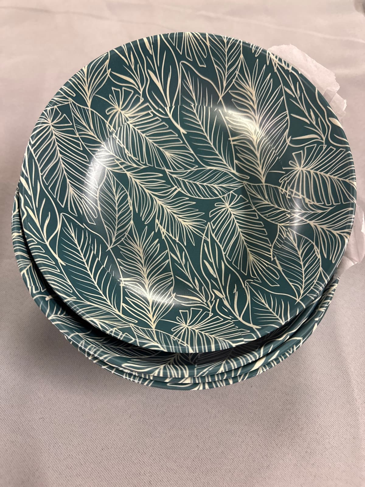 Palm Leaf Melamine Cereal Salad Bowls (Set of 4)