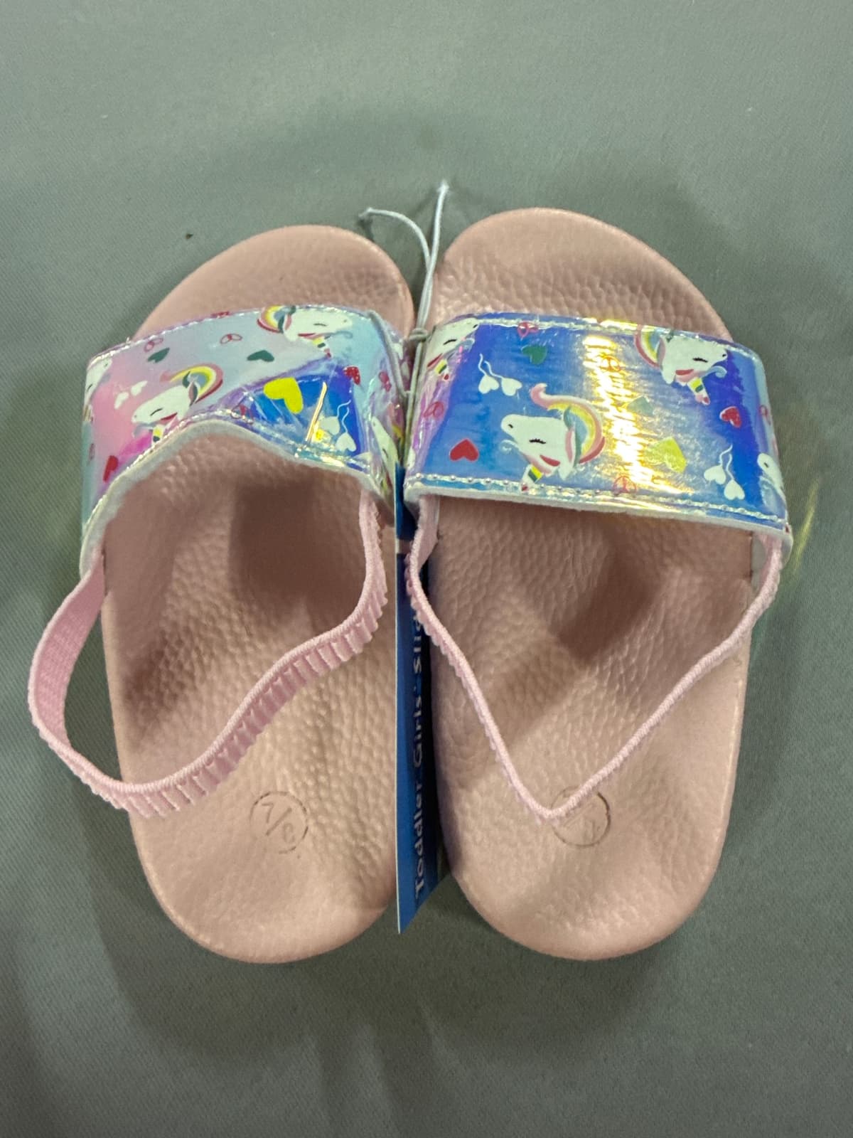 RAINBOW DAZE Girls' Unicorn Slide Sandals (Sz 7/8)