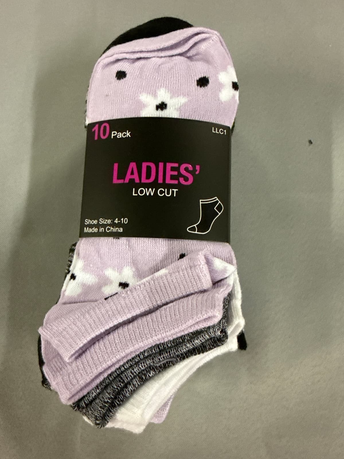 10 Pack Multi Colored Ladies Low Cut Socks (4-10)