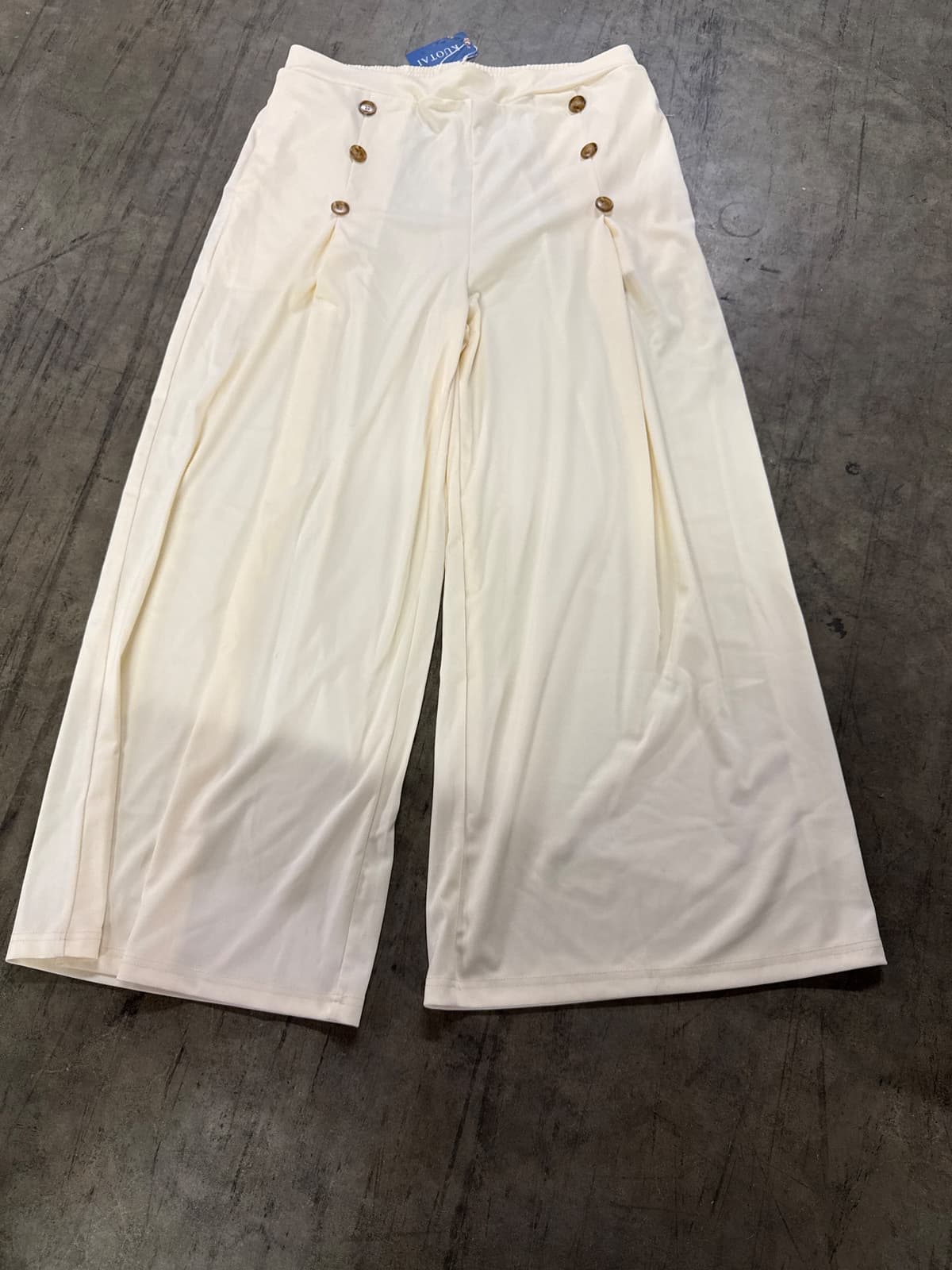 Wide Leg Sailor Pants High Waist-Cream (Sz XL)