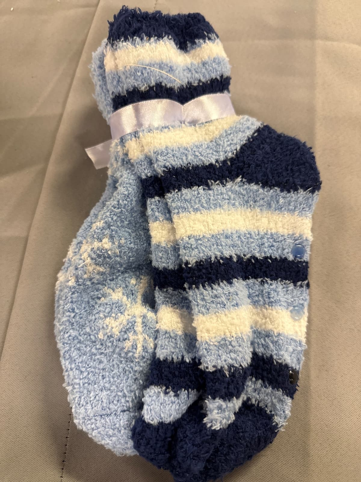 2pr Plush Fur Slipper Socks with Slip Resistance 4-10