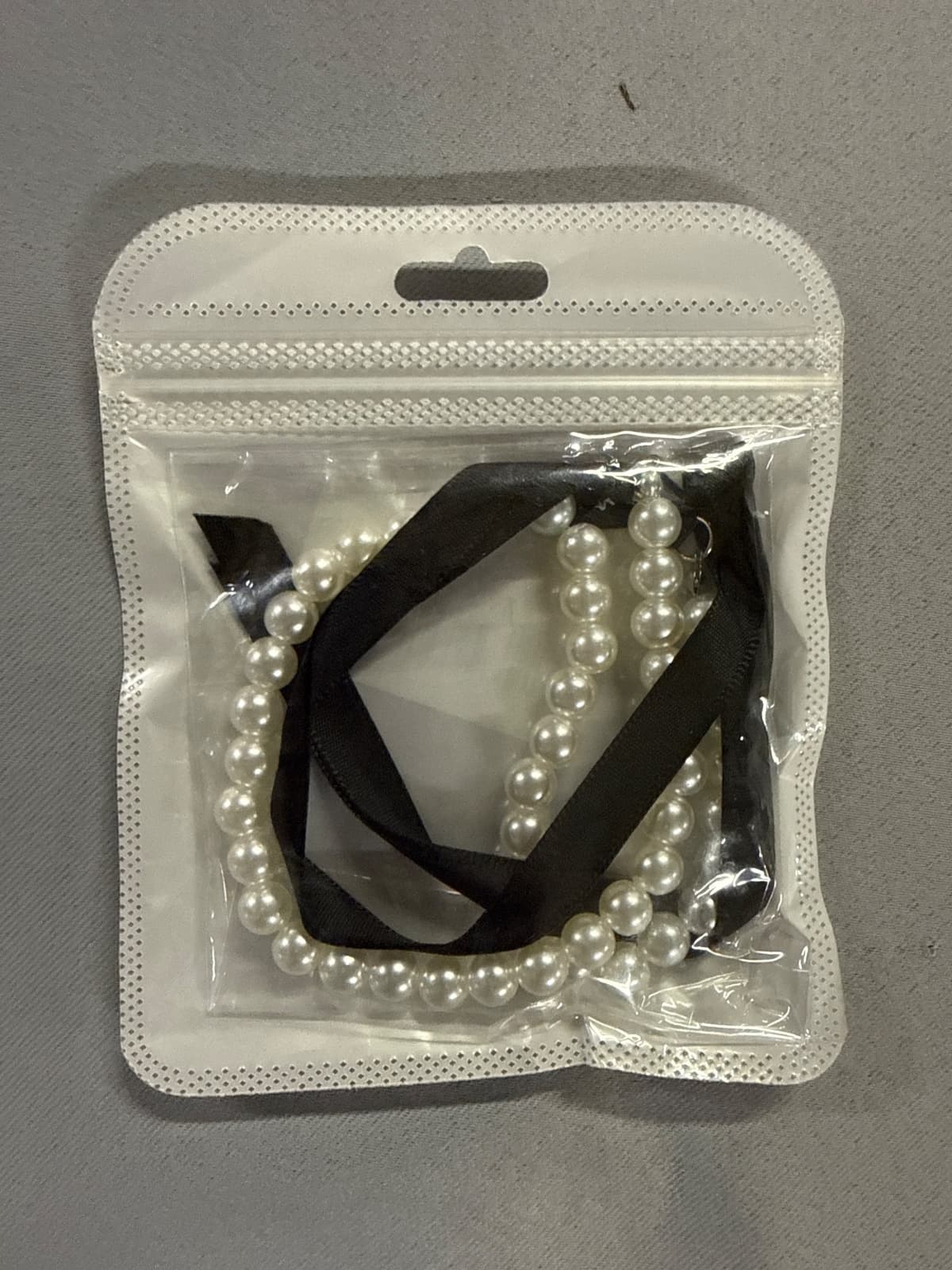 Black Ribbon And Pearl Choker 