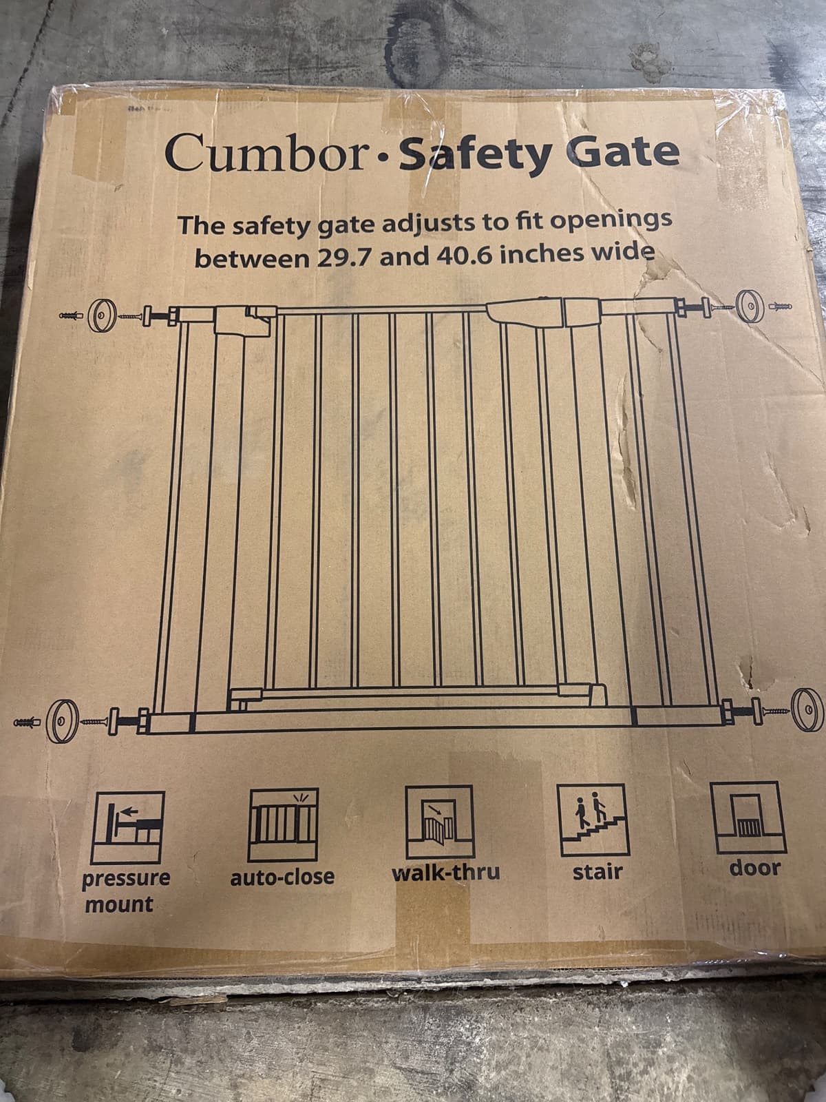 Cumbor 30-40.6 in Baby Gate for Stairs/Openings