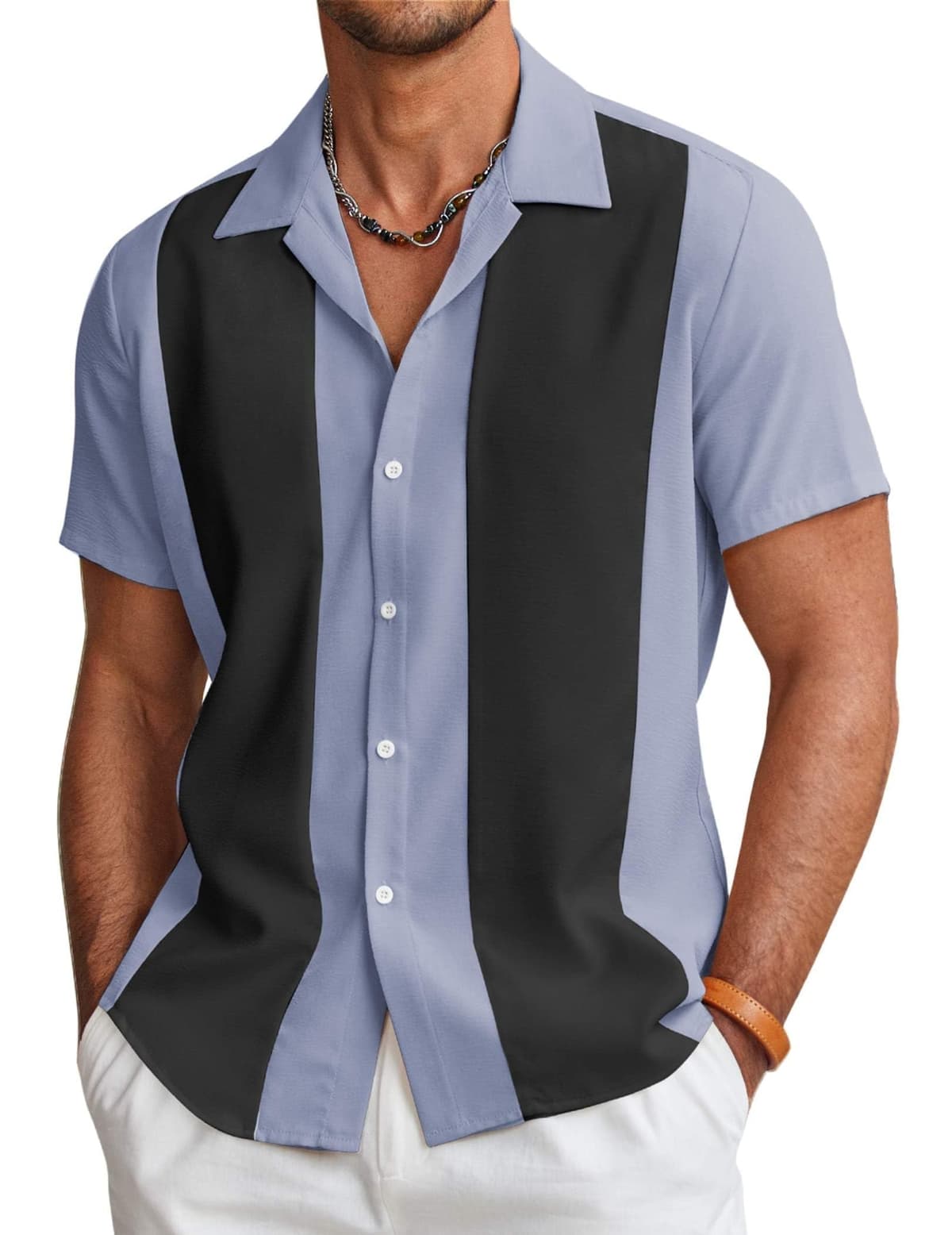COOFANDY Men's Casual Button Down Shirts Retro(M)
