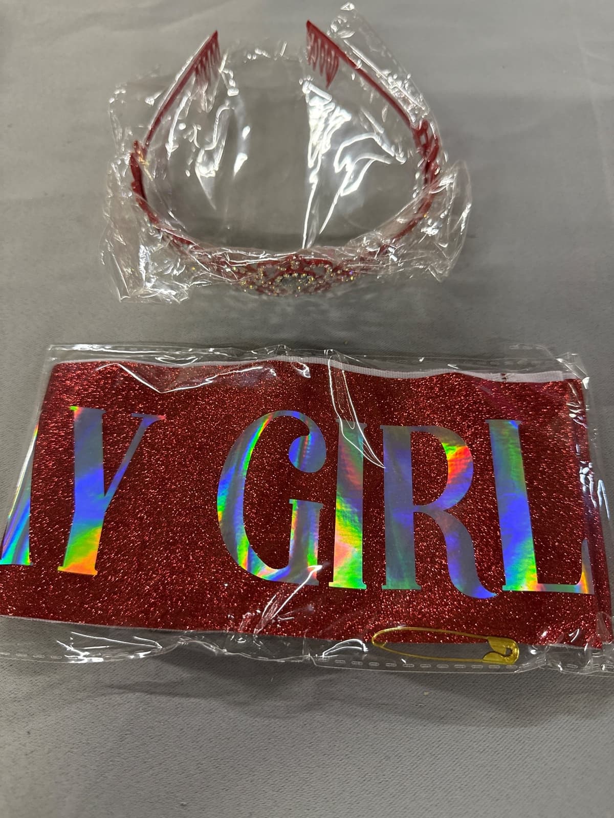 Red Birthday Sash & Tiara Set - Rhinestone