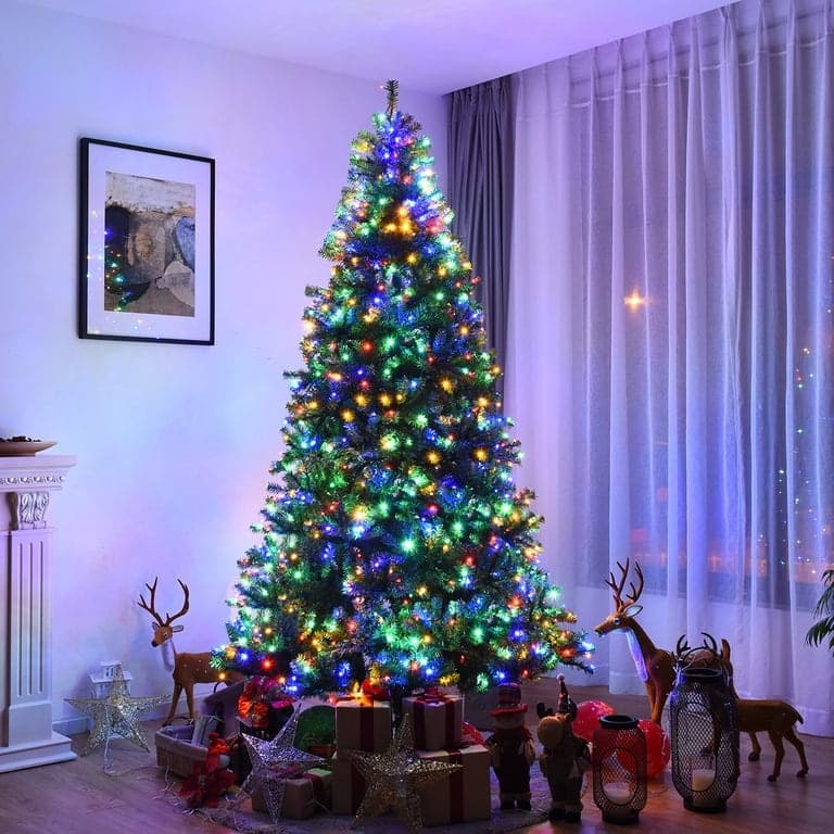 8Ft Pre-Lit Artificial Tree Hinged 750 LED Lights