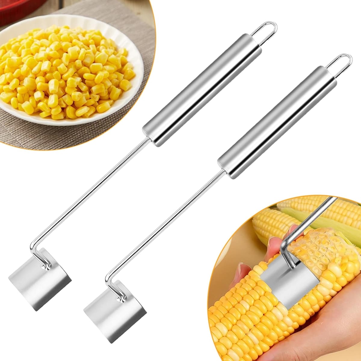 Corn Peeler For Corn On The Cob,Stainless, 2 Pcs