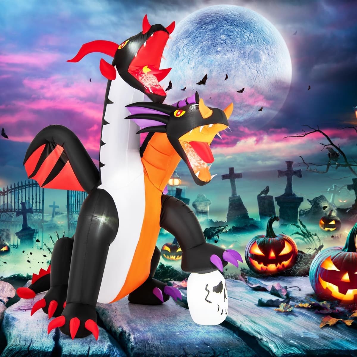 Tangkula 8 FT Inflatable Twin-Headed Dragon