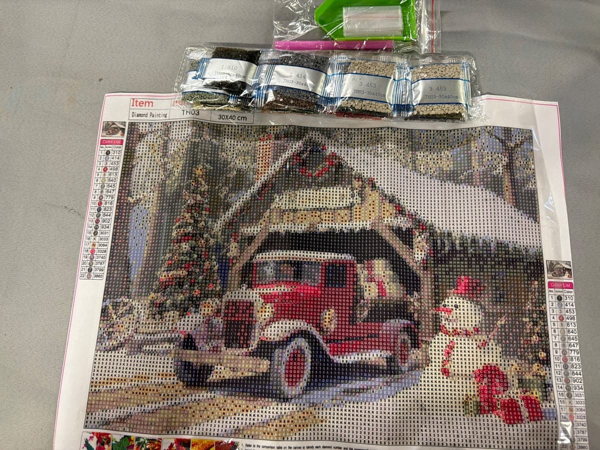 Red Truck Diamond Painting (30 x 40 cm)