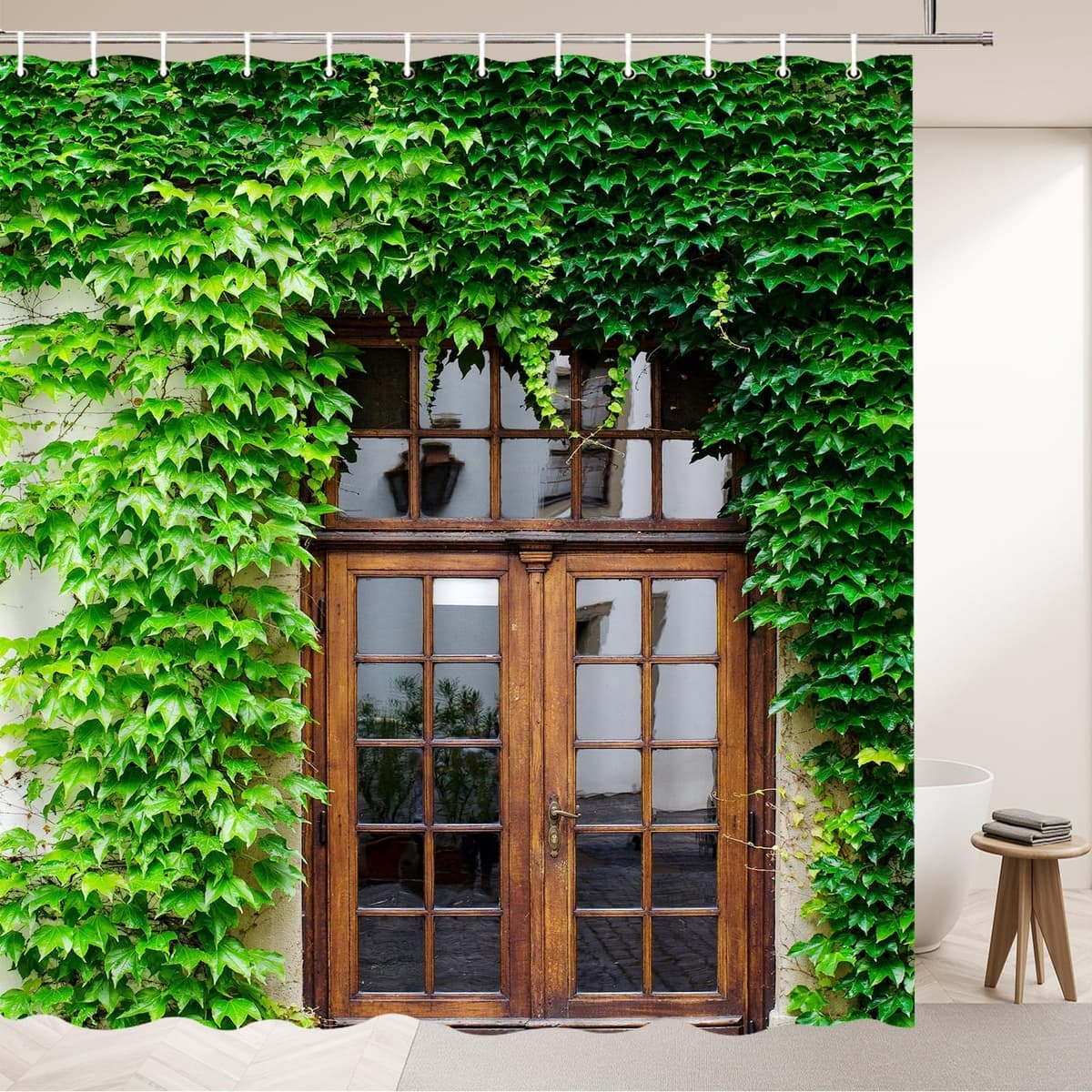 Rustic Green Leaf Shower Curtains Spring Plants