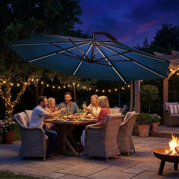 11 ft. Cantilever Patio Umbrella with LED Lights