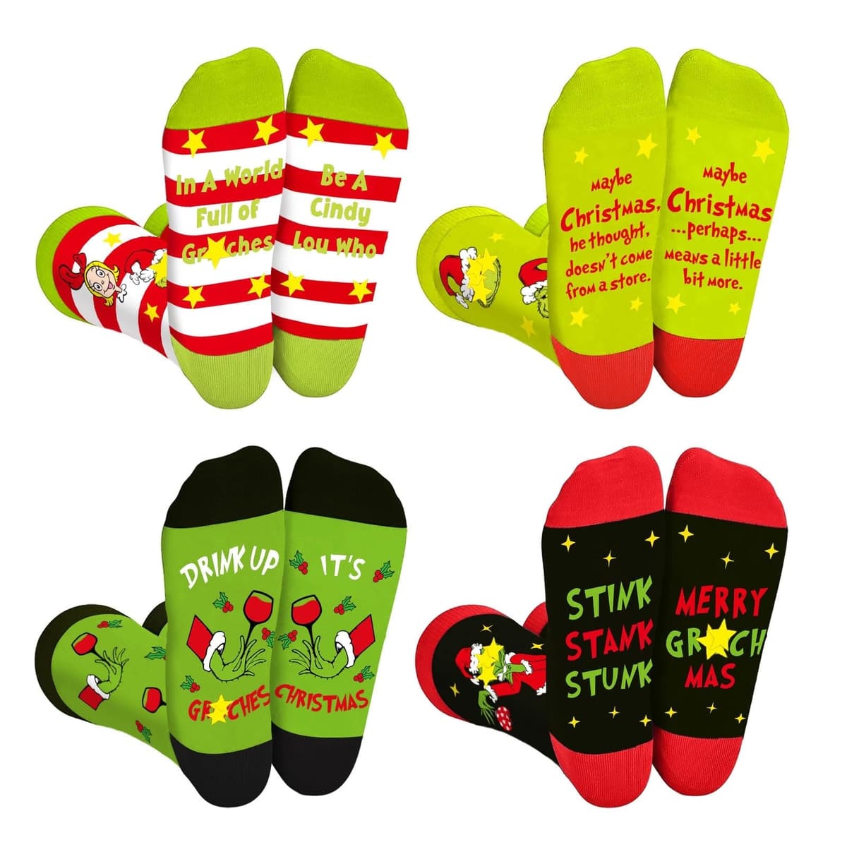 Funny Christmas Socks for Women Men, Cute Holiday
