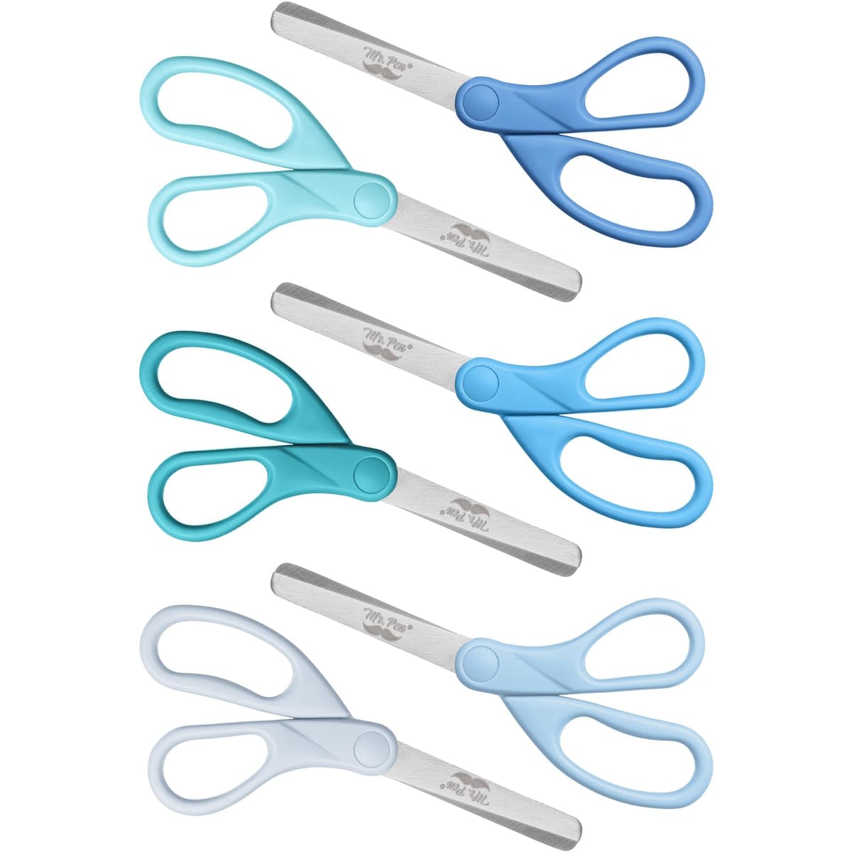 Mr. Pen- Kids Scissors, 6 Pack, 5 Inch, Ocean