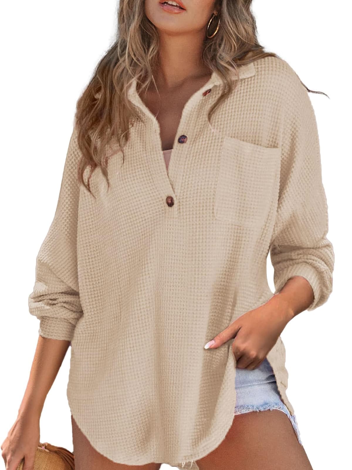 DERAX Women's Long Sleeve Shirts Apricot (M)