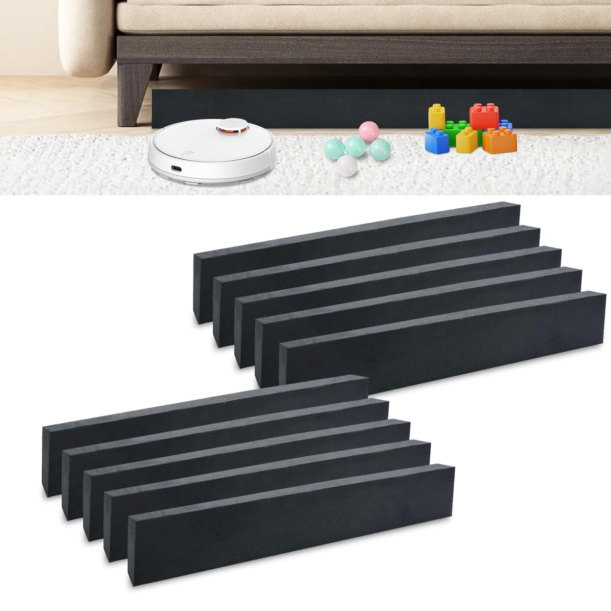 10 PCS Under Couch Blocker, 17" L x 3.2" H Sponge