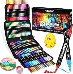 Pagather Acrylic Paint Markers, 120 Colors Dual
