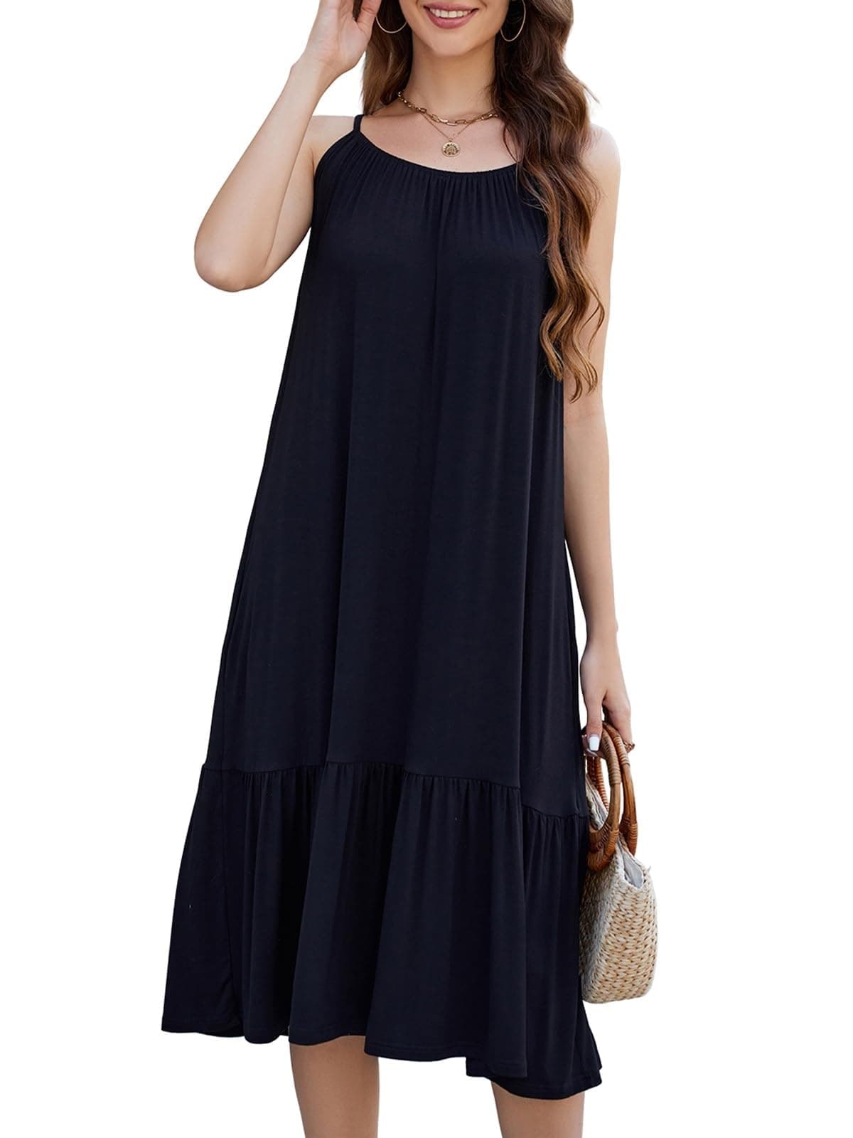 Lyrur Women's Midi Sundress 2025 Trendy Summer (S)