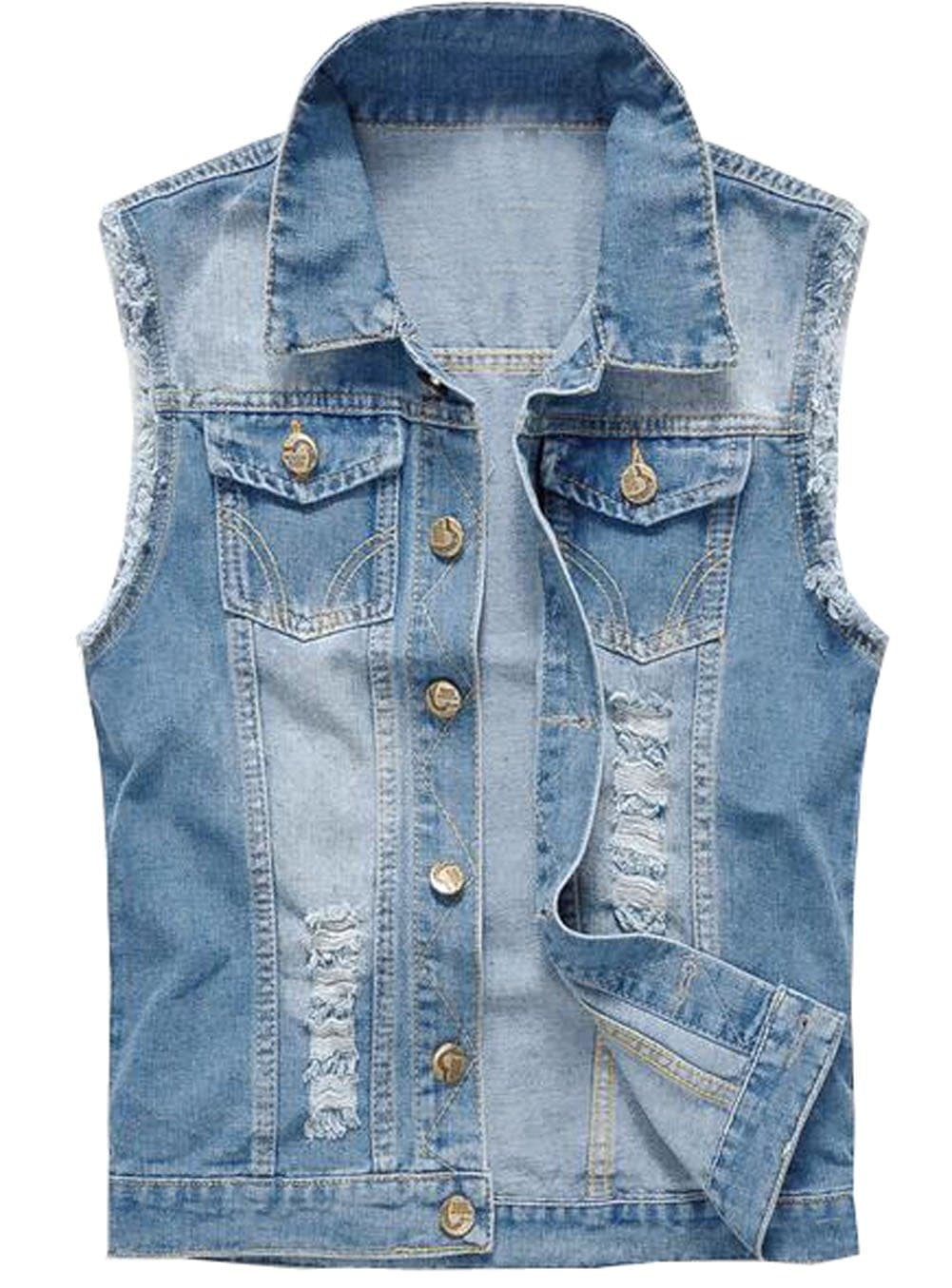 MYtodo Casual Plus Size Sleeveless Denim (XL)