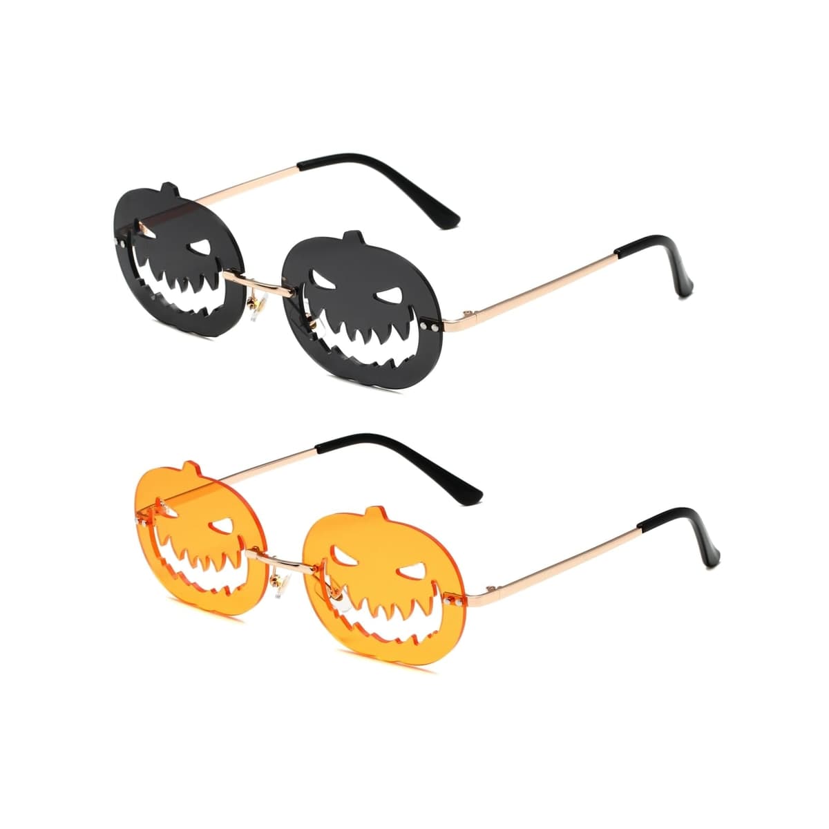 NEW, 2-Pack Pumpkin Sunglasses Rimless Eyewear