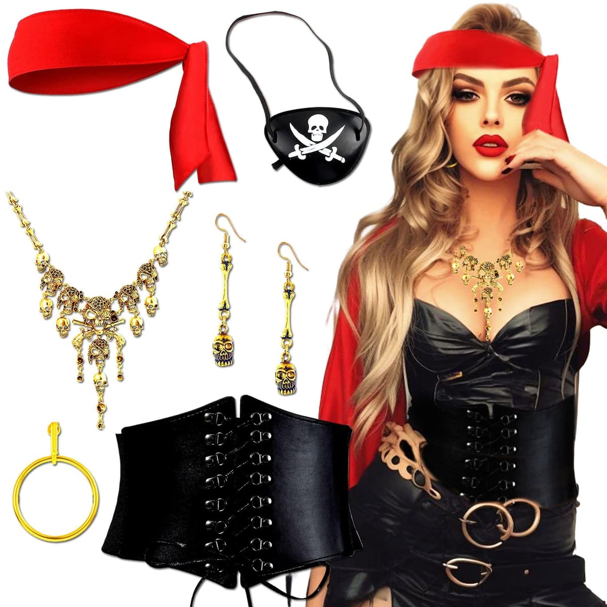 JeVenis Captain Pirate Costume Accessories