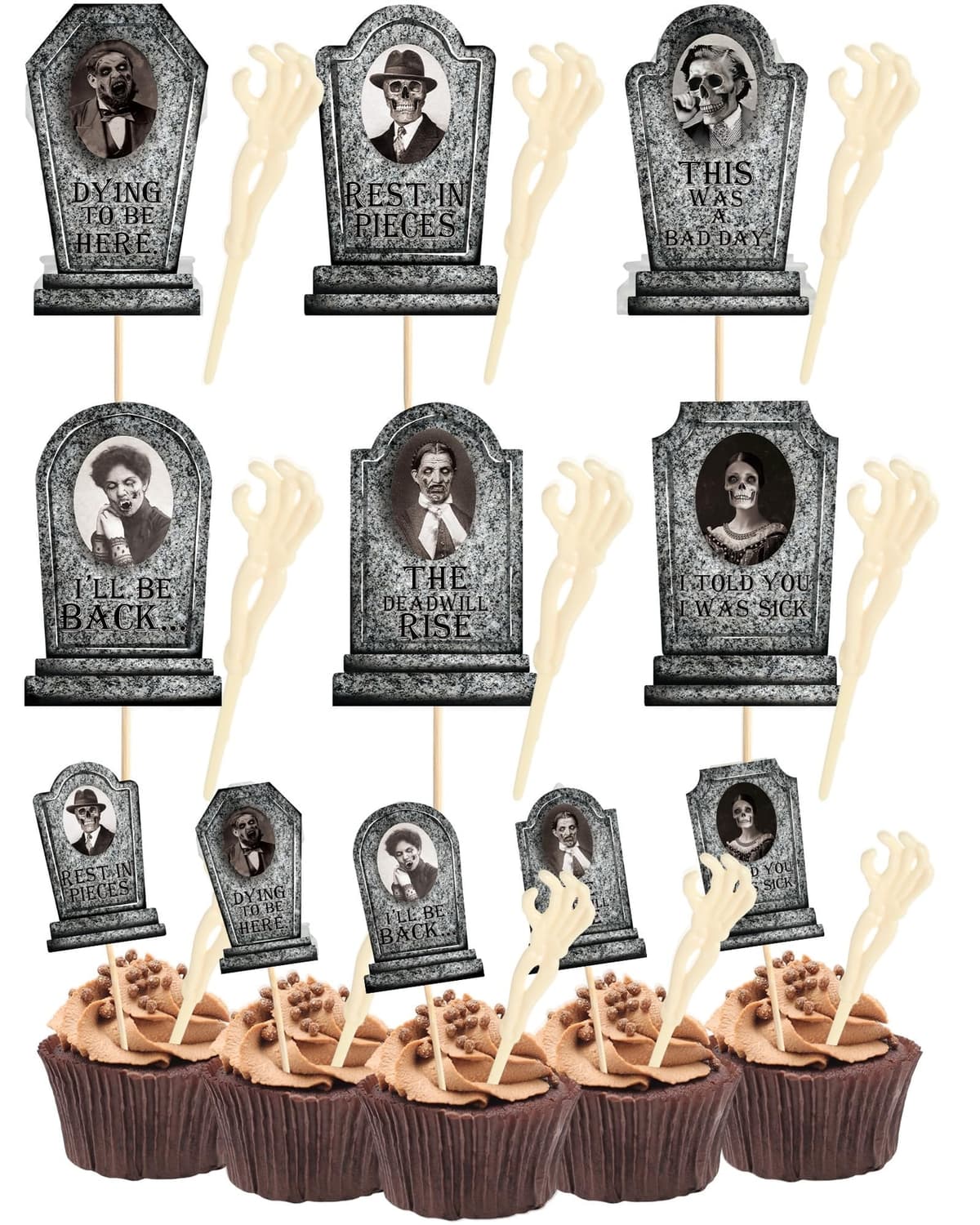 AceOrbit 48 Pcs Halloween Cupcake Toppers