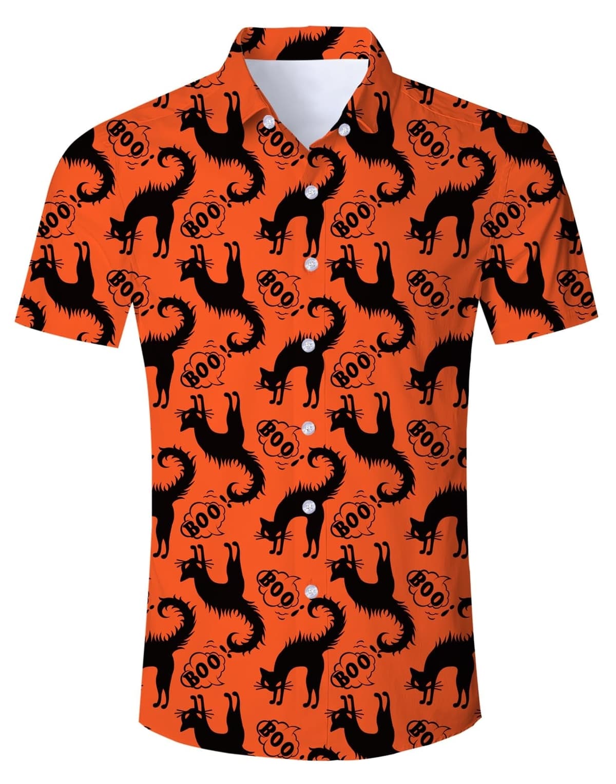 RAISEVERN Funny Hawaiian Shirts Cat Button Up, (M)