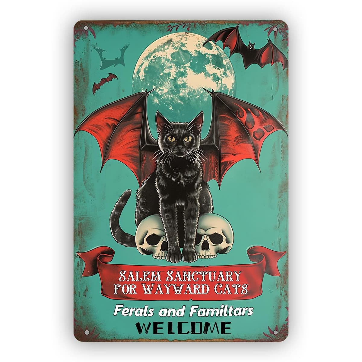 Salem Sanctuary for Wayward Cats Tin Sign Vintage