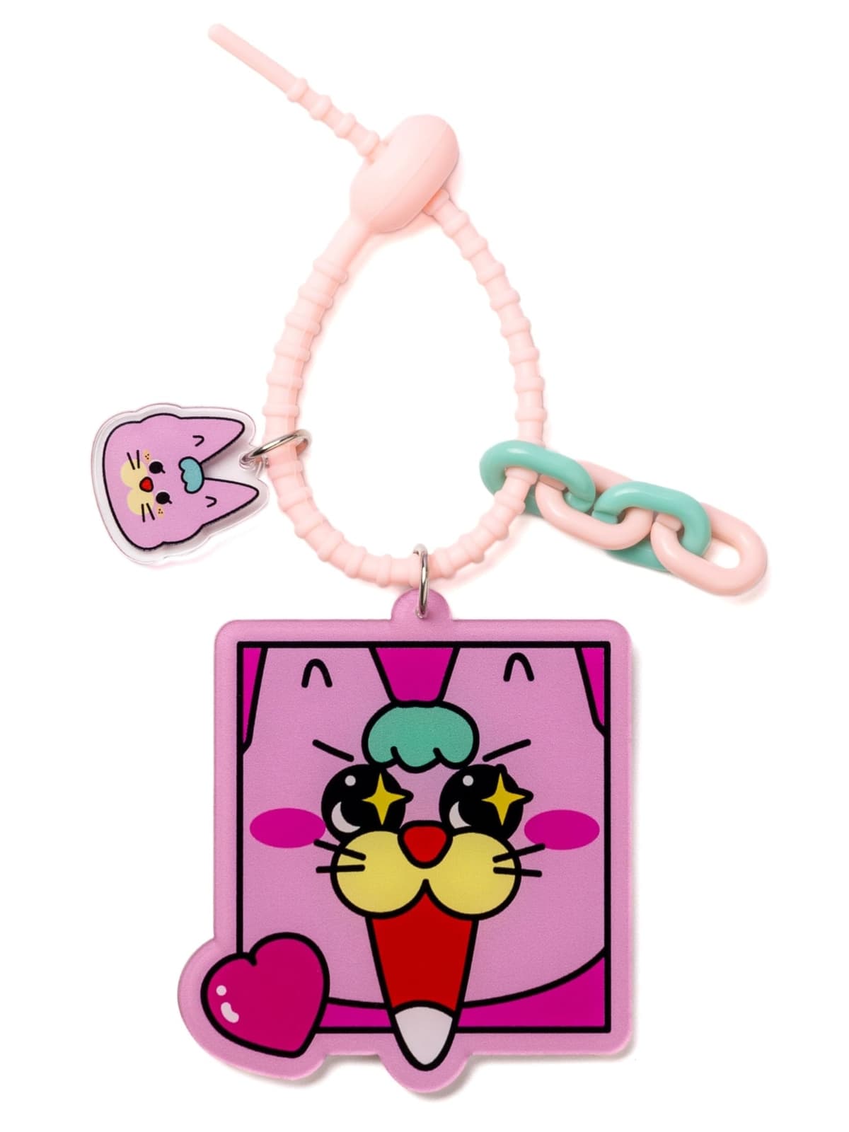 Cute Puppy Acrylic Mirror Bag Charm, Beaded Strap