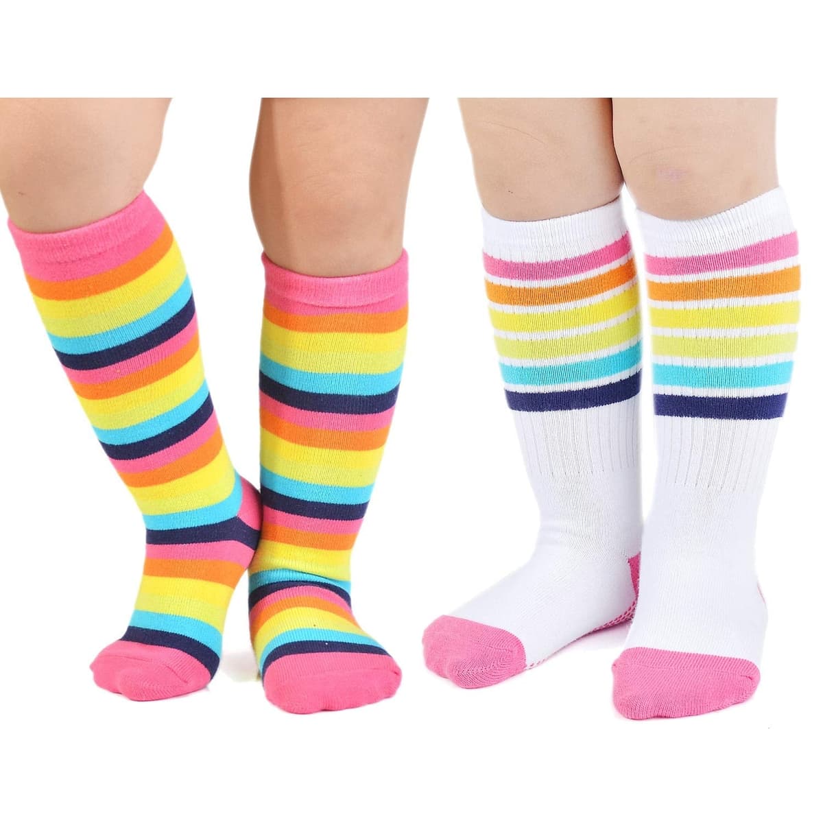 Little Girl Rainbow Striped Knee High Socks