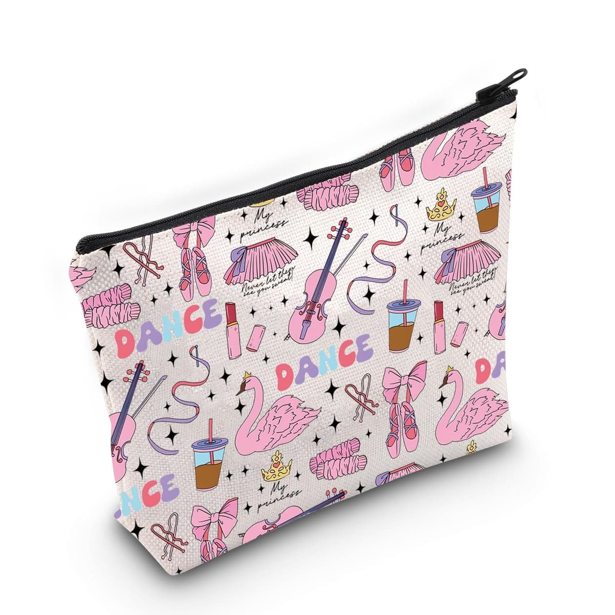 TOBGBE Cute Dance Zipper Makeup Pouch Dance