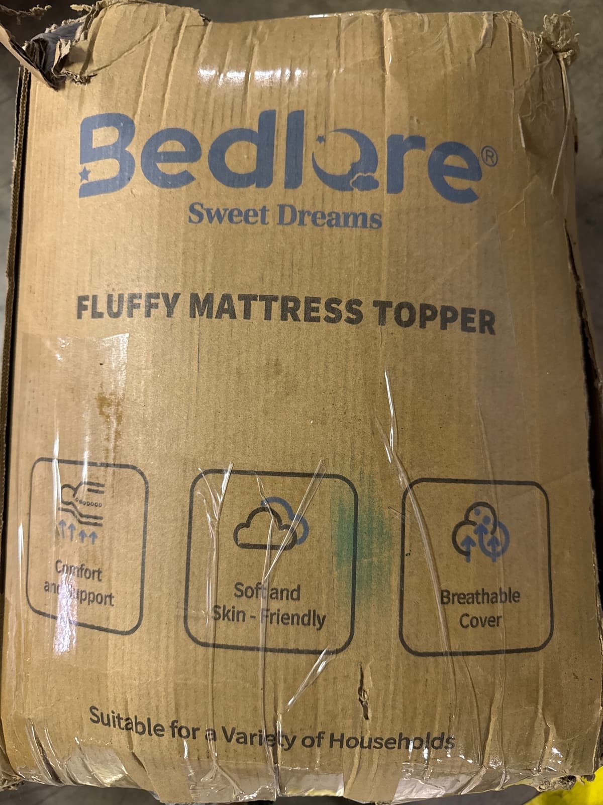 Bedlore Fluffy Mattress Topper King Grey/White