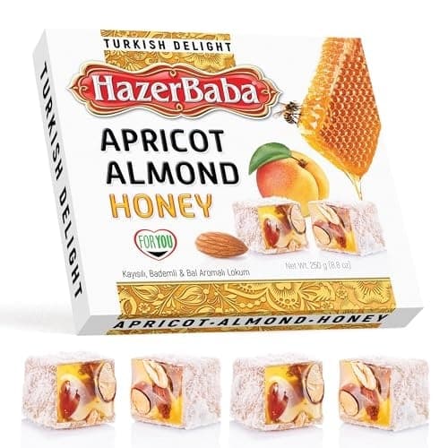 HazerBaba Turkish Delight Candy, Apricot, 8.8oz