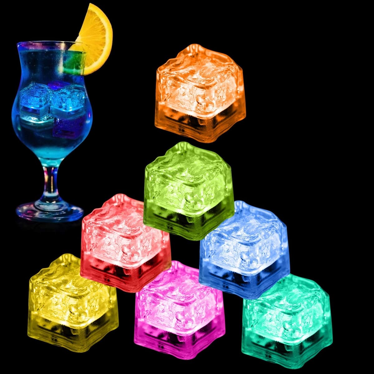 Light Up Ice Cubes, 12/24/60/96 Pack Multi Color