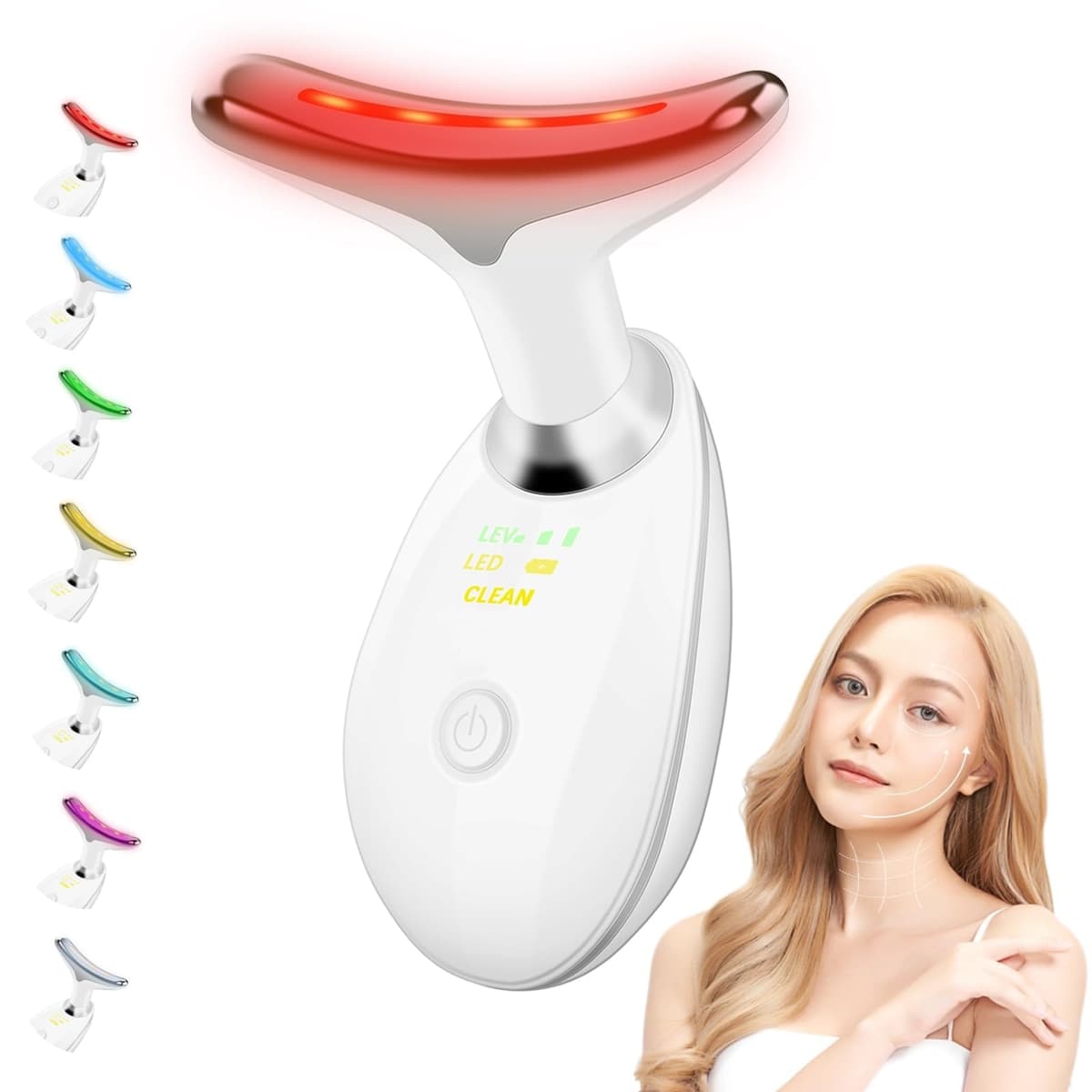 Face and Neck Massager,7 Color LED Facial