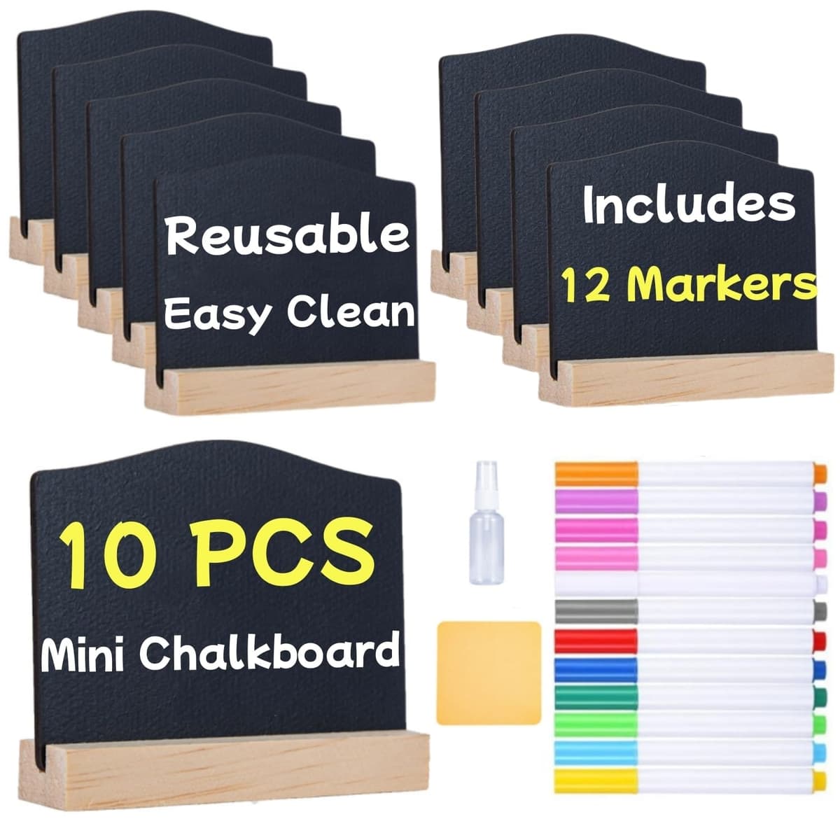 10 Pcs Reusable Mini Chalkboard Signs with Easel