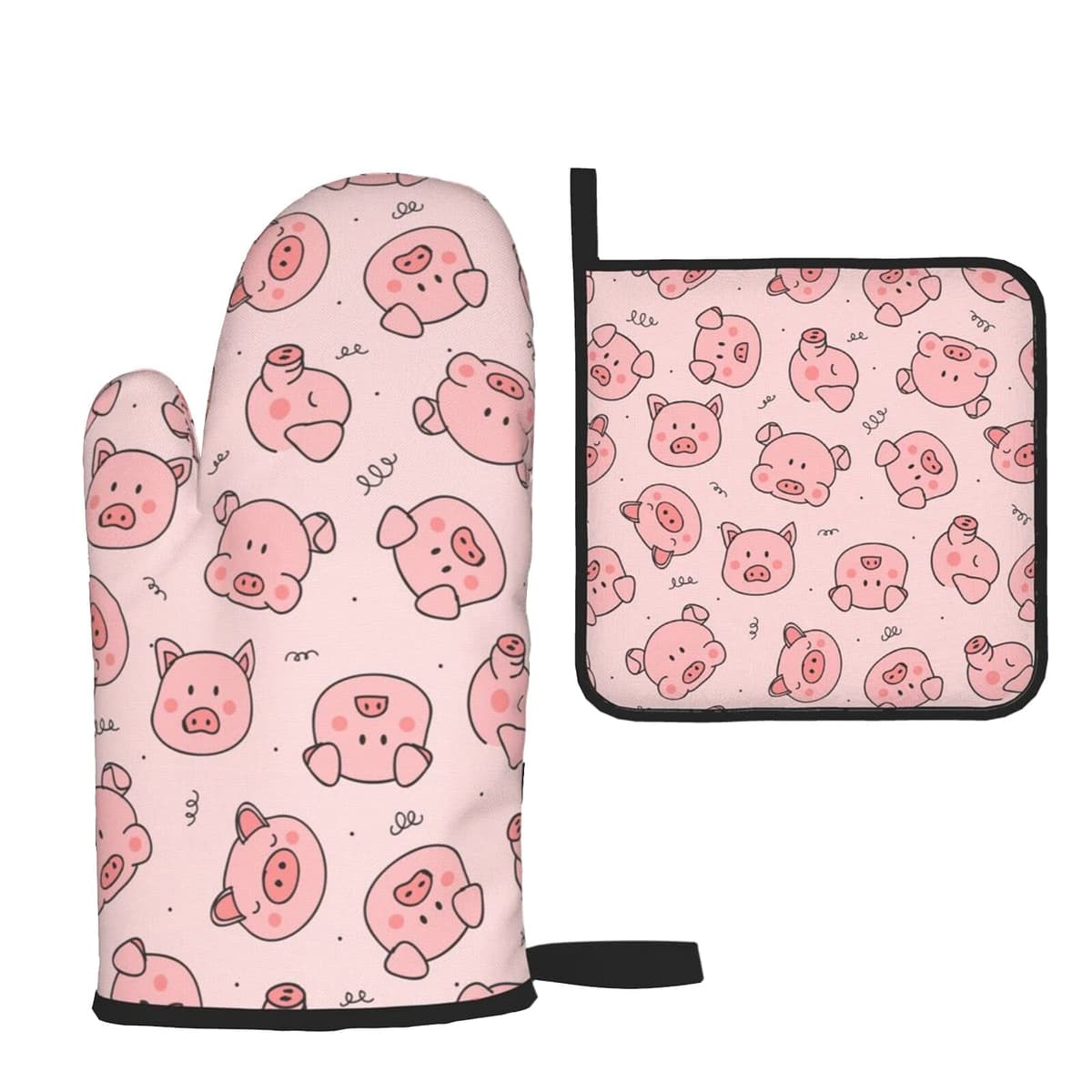 Hitamus Cute Pig Heat Resistant Oven Mitts and