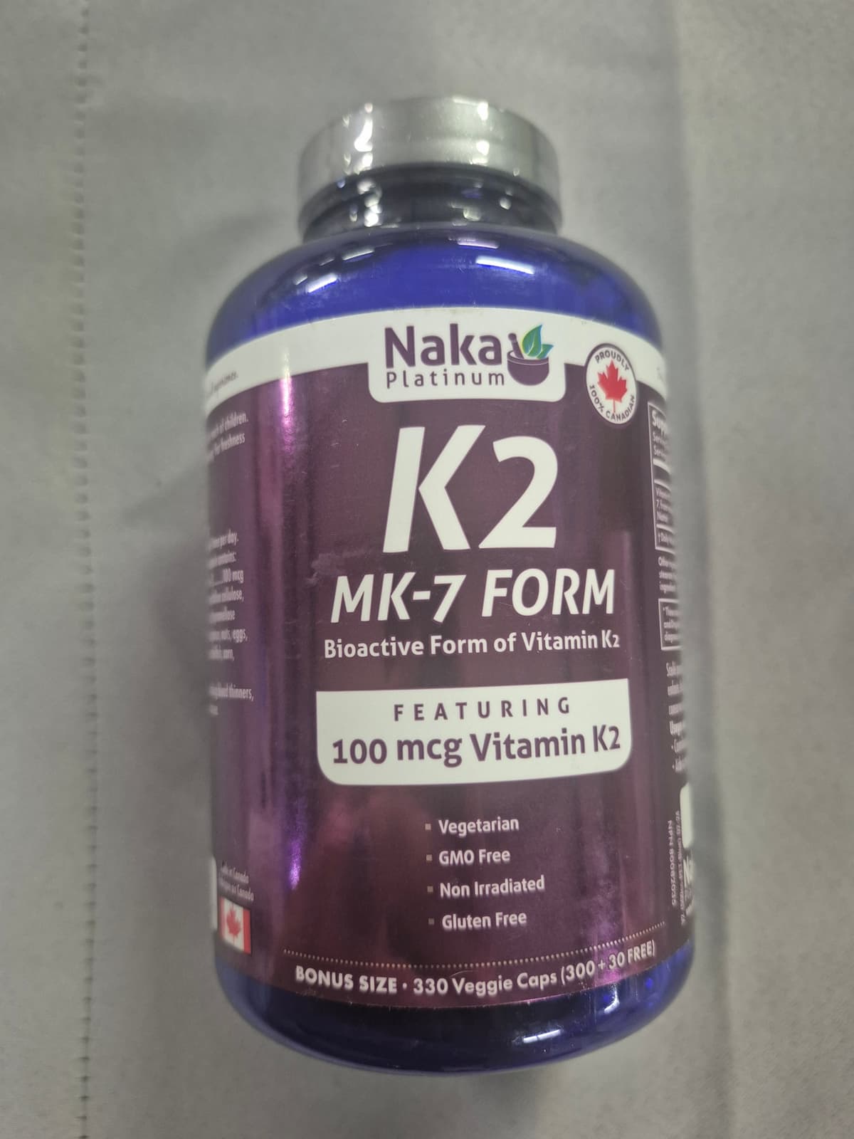 Naka Platinum K2 (MK-7 Form) 100 mcg - 330 Veggie