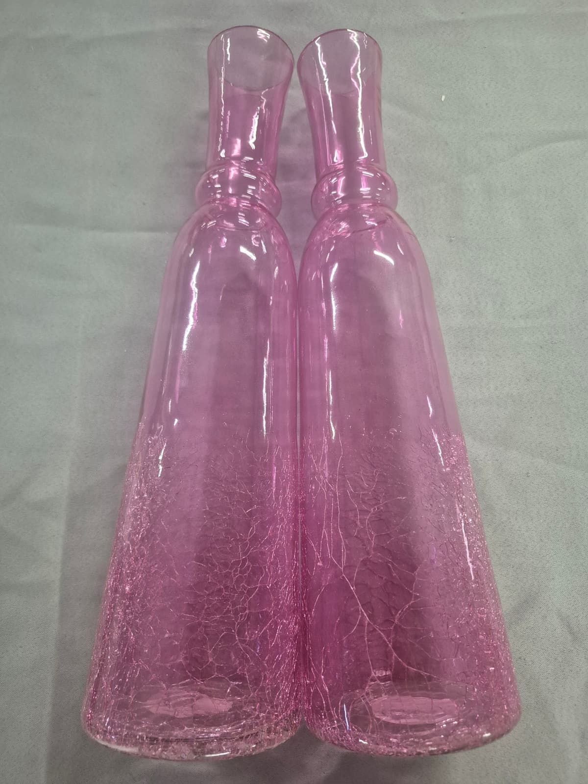 Crackle Pink Glass Vases