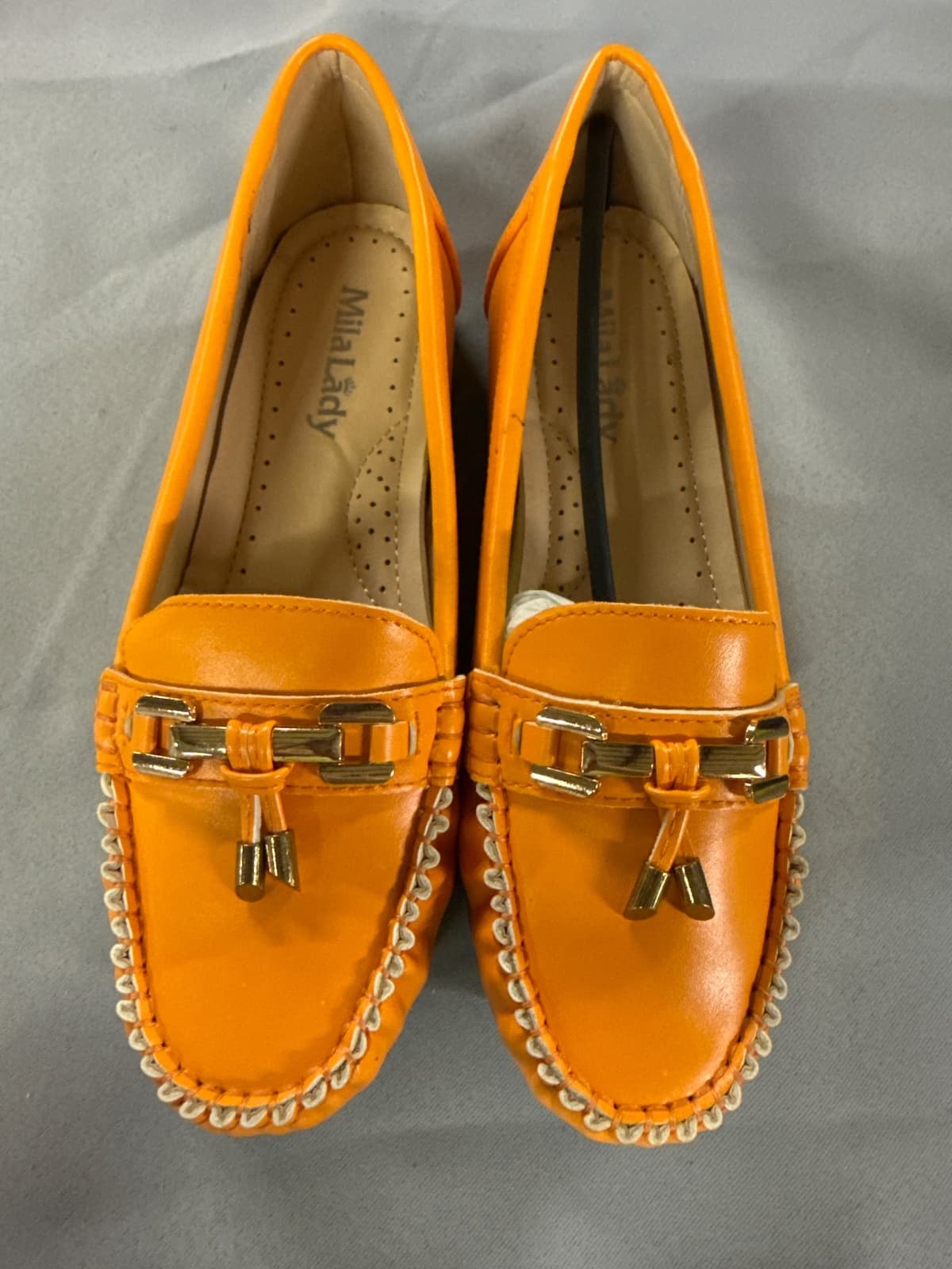 Mila Lady Shoes Orange Moccasin Loafers (6)