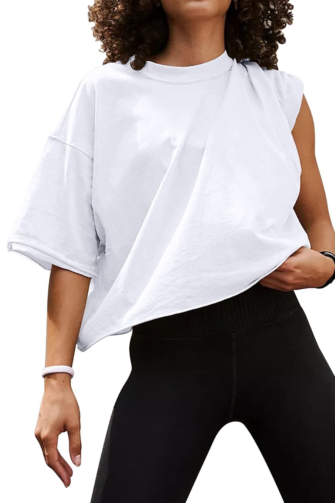 Womens Oversized Workout Crop Top Casual (M)