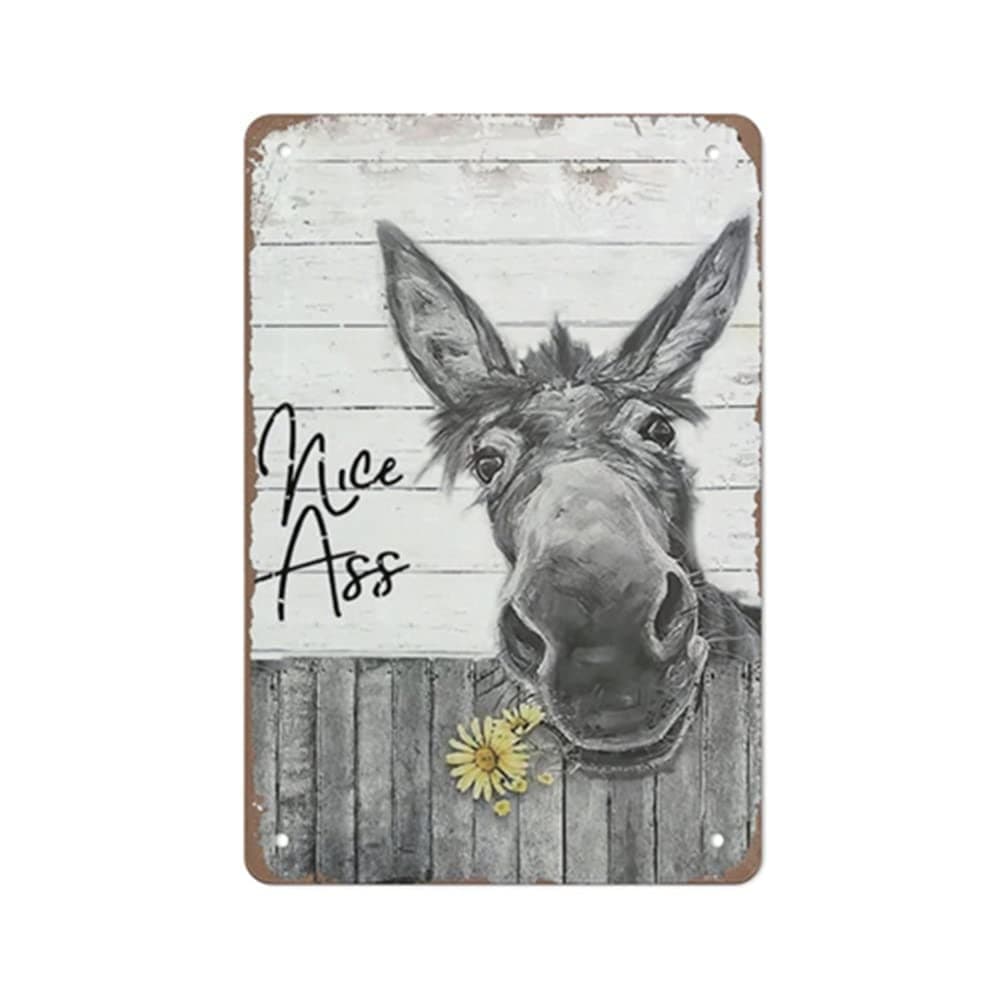 QHOVPA Vintage Donkey Art Metal Signs, Funny