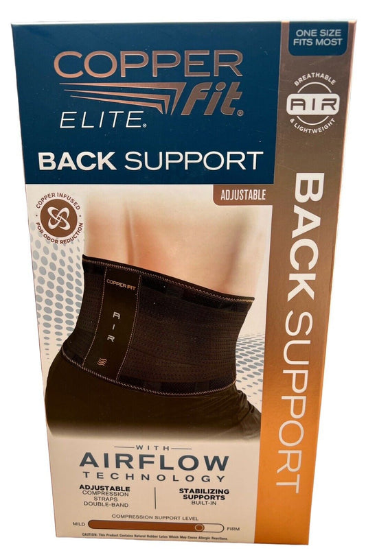 Copper Fit Elite Air Back Support Brace with Airflow Technology, Adjustable Compression Straps, Double Band, One Size Fits Most