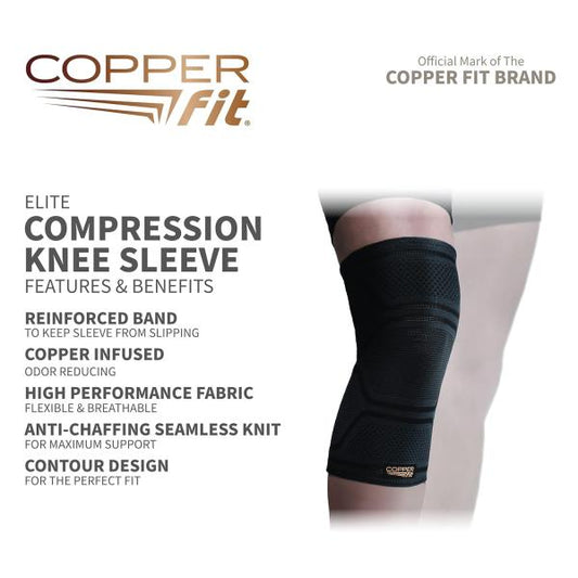 Copper Fit Elite Knee Compression Sleeve S/M Copper Infused 2 Pack